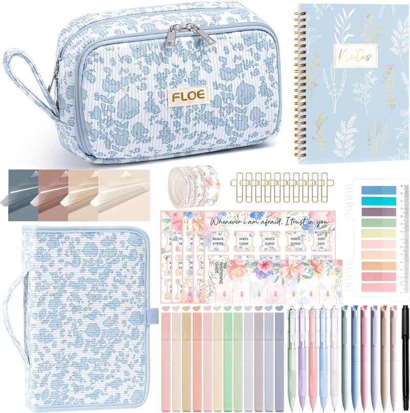 FLOE Bible Study Supplies Journaling Kit for Women with Bible Cover Case, Valentines Day Christian Gifts for Women, Bible Study Tools Accessories Set w/ Highlighter Pen, Pencil Case Notebook Annotation Kit - Image 1